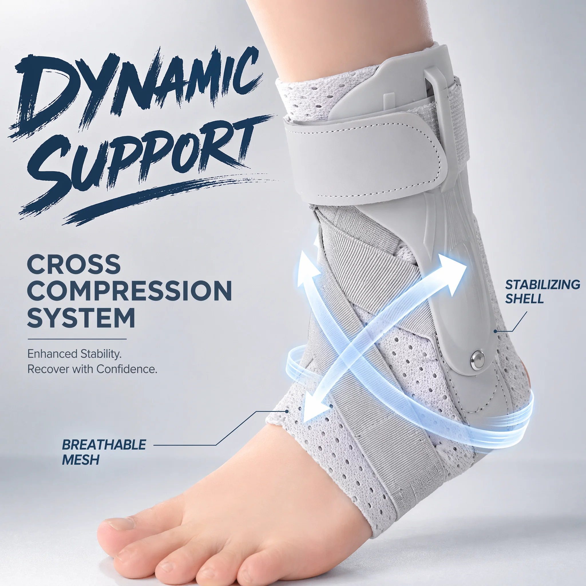 Ankle Mobility Band - Knöchelbandage mit Seitenstabilisatoren, Verstellbare Unterstützung für